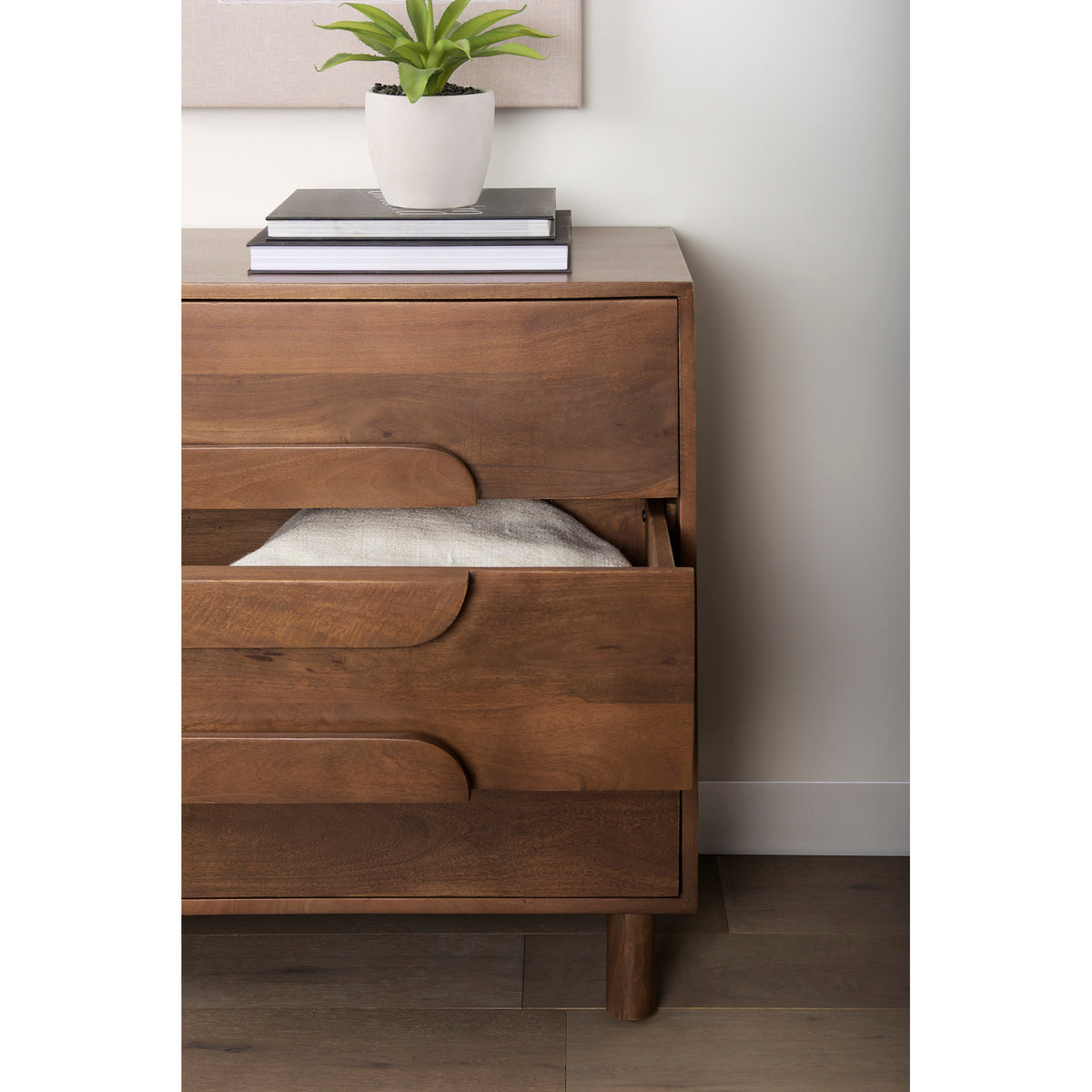 Astrid Medium Brown Solid Wood 3 Drawer Cabinet - Ornate Home