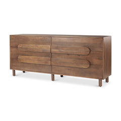 Astrid Medium Brown Solid Wood 6 Drawer Sideboard