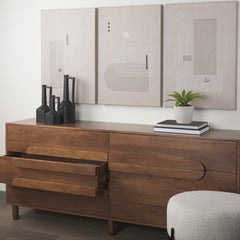 Astrid Medium Brown Solid Wood 6 Drawer Sideboard
