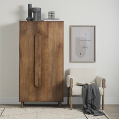 Astrid Medium Brown Solid Wood Armoire - Ornate Home