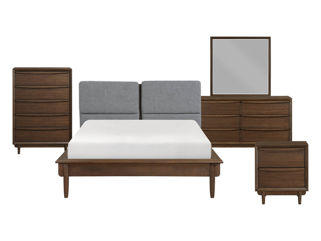 Astrid Walnut/Dark Gray 5-Piece Queen Bedroom Set - Ornate Home
