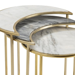 Astronomy Gold/White 3-Piece Nesting Tables - Ornate Home