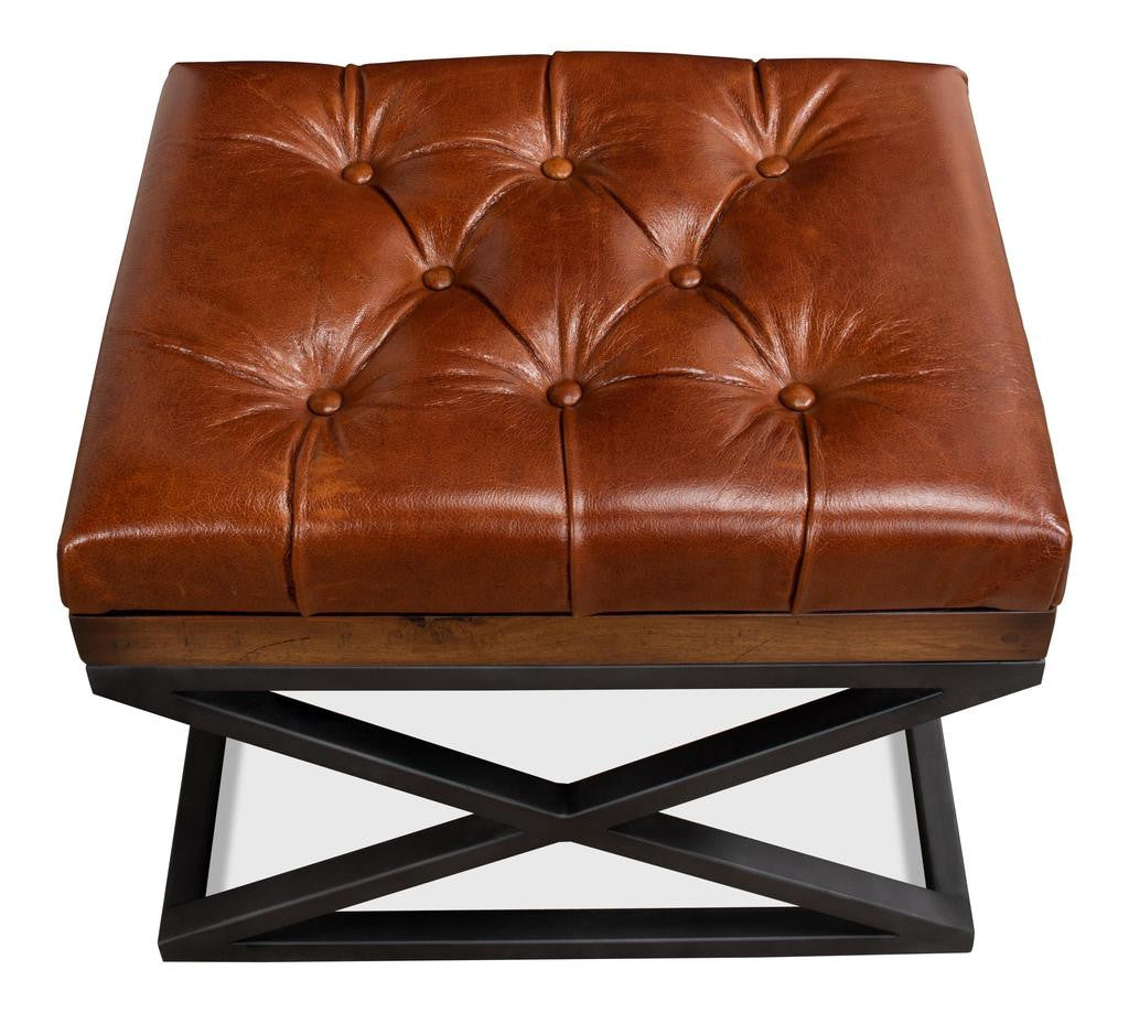 Atelier Leather Brown Leather Cushion Bench - Ornate Home