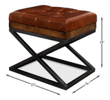 Atelier Leather Brown Leather Cushion Bench - Ornate Home