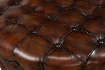Atelier Leather Brown Leather Tufted Ottoman - Ornate Home