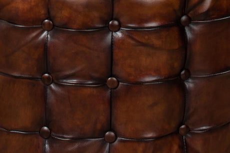Atelier Leather Brown Leather Tufted Ottoman - Ornate Home