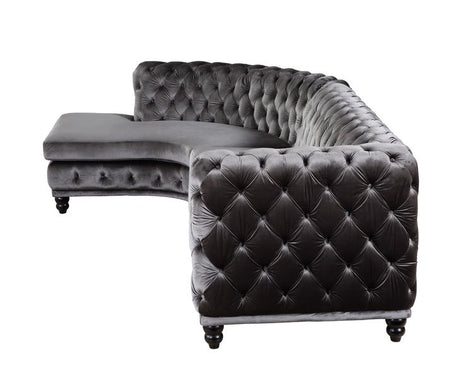 Atesis Dark Gray Velvet LAF Sectional Sofa - Ornate Home