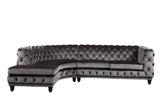 Atesis Dark Gray Velvet LAF Sectional Sofa - Ornate Home