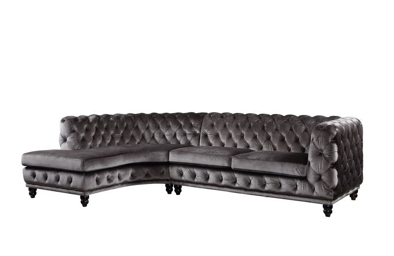 Atesis Dark Gray Velvet LAF Sectional Sofa - Ornate Home