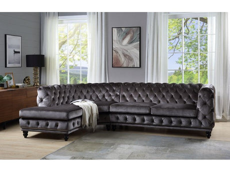 Atesis Dark Gray Velvet LAF Sectional Sofa - Ornate Home