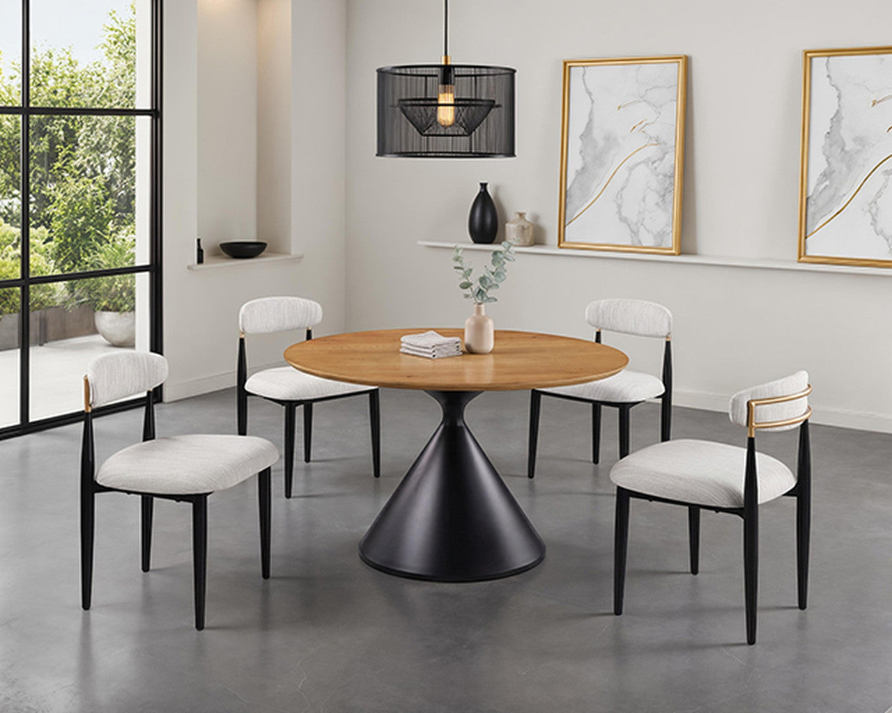 Athan Black/Oak 5 Pc. Dining Table Set - Ornate Home