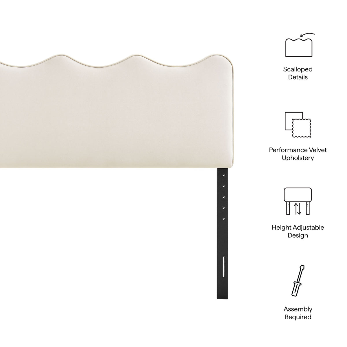 Athena Alabaster Stain-Resistant Performance Velvet Queen Size Headboard - Ornate Home