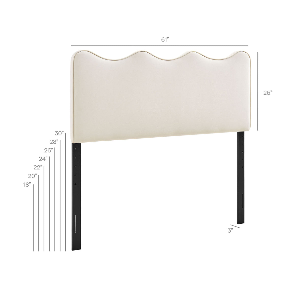 Athena Alabaster Stain-Resistant Performance Velvet Queen Size Headboard - Ornate Home