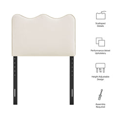 Athena Alabaster Stain-Resistant Performance Velvet Twin Size Headboard - Ornate Home
