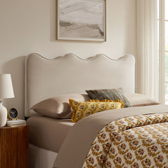 Athena Almond Stain-Resistant Performance Velvet Queen Size Headboard - Ornate Home