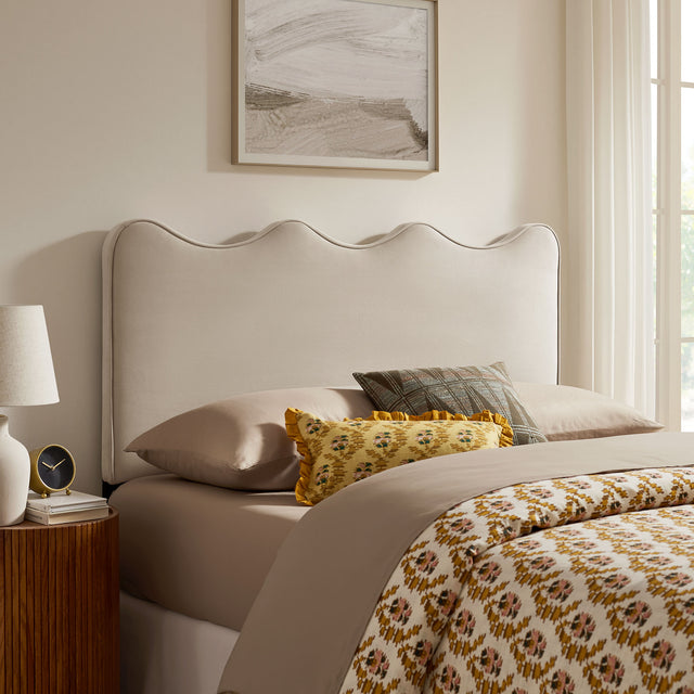 Athena Almond Stain-Resistant Performance Velvet Queen Size Headboard - Ornate Home