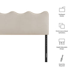 Athena Almond Stain-Resistant Performance Velvet Queen Size Headboard - Ornate Home