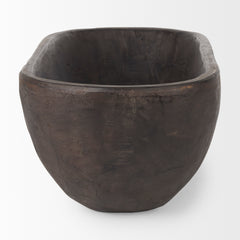 Athena Black-Brown Extra Large Oblong Reclaimed Wood Bowl - Ornate Home
