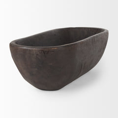 Athena Black-Brown Extra Large Oblong Reclaimed Wood Bowl - Ornate Home