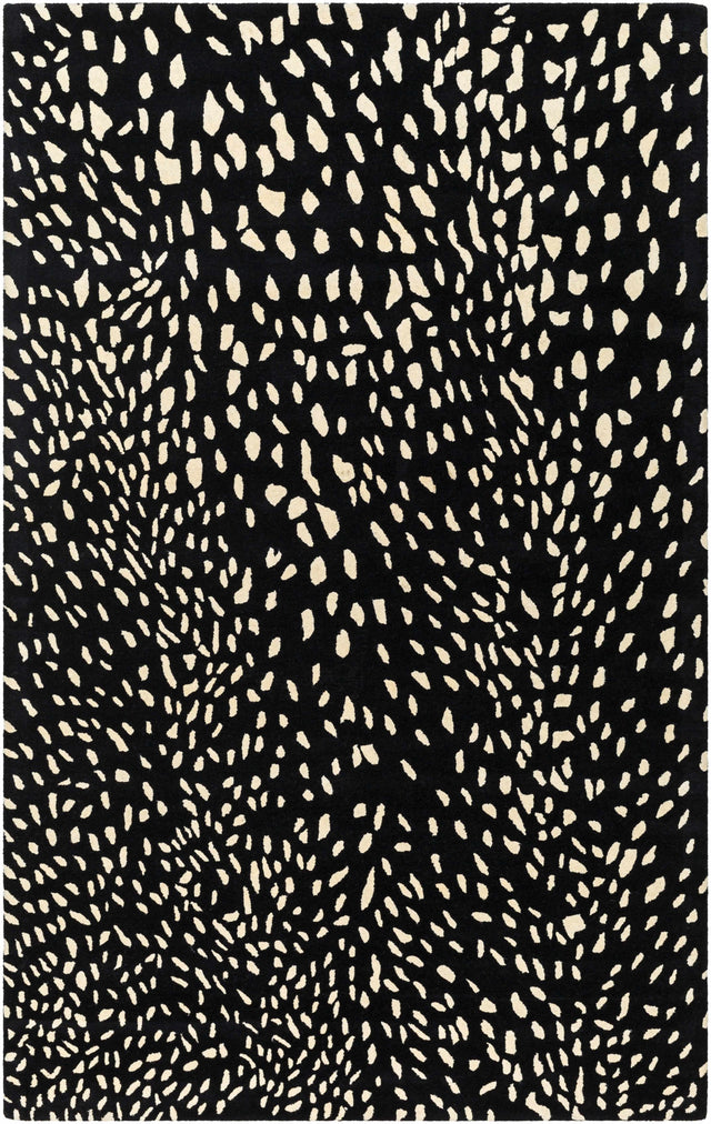 Athena Black Giraffe Print Wool Rug - Ornate Home