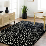 Athena Black Giraffe Print Wool Rug - Ornate Home