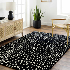 Athena Black Giraffe Print Wool Rug - Ornate Home