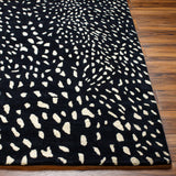 Athena Black Giraffe Print Wool Rug - Ornate Home