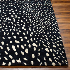 Athena Black Giraffe Print Wool Rug - Ornate Home