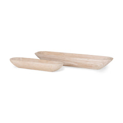 Athena Brown Extra Large Light-Wash Reclaimed Wood Trays (Set of 2) - Ornate Home