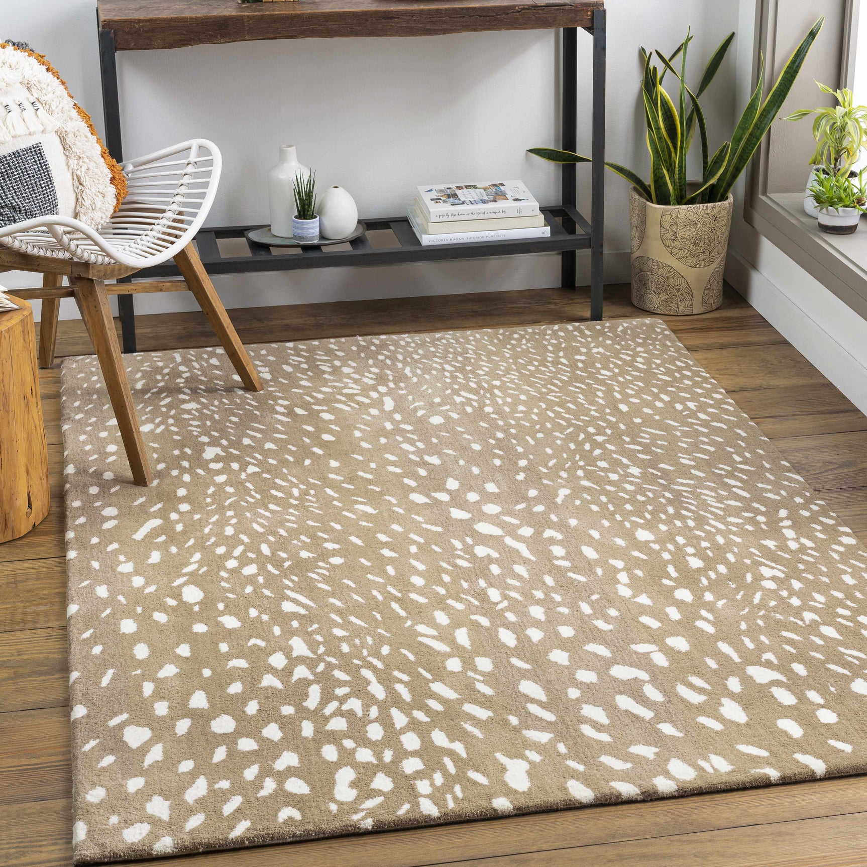 Athena Brown Giraffe Print Wool Rug - Ornate Home