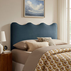 Athena Cadet Blue Stain-Resistant Performance Velvet Full Size Headboard - Ornate Home