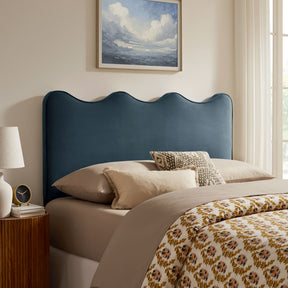 Athena Cadet Blue Stain-Resistant Performance Velvet King Size Headboard - Ornate Home
