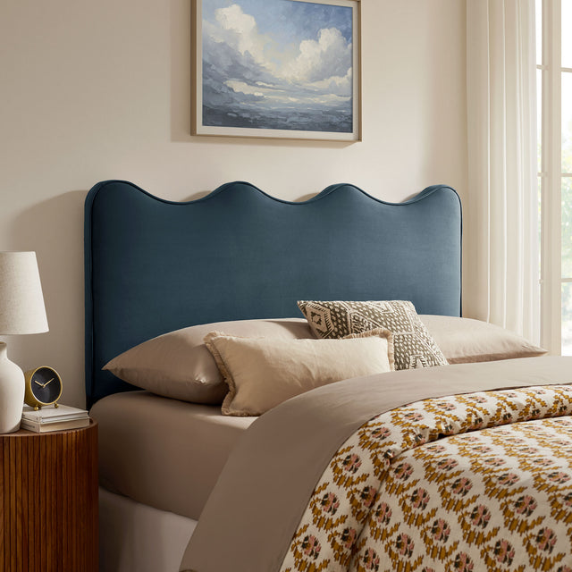 Athena Cadet Blue Stain-Resistant Performance Velvet King Size Headboard - Ornate Home