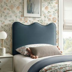 Athena Cadet Blue Stain-Resistant Performance Velvet Twin Size Headboard - Ornate Home