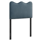 Athena Cadet Blue Stain-Resistant Performance Velvet Twin Size Headboard - Ornate Home