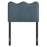 Athena Cadet Blue Stain-Resistant Performance Velvet Twin Size Headboard - Ornate Home