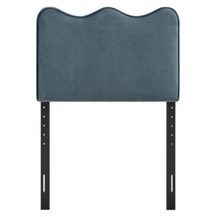 Athena Cadet Blue Stain-Resistant Performance Velvet Twin Size Headboard - Ornate Home