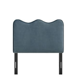 Athena Cadet Blue Stain-Resistant Performance Velvet Twin Size Headboard - Ornate Home