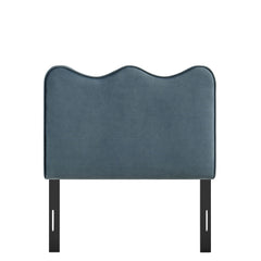 Athena Cadet Blue Stain-Resistant Performance Velvet Twin Size Headboard - Ornate Home