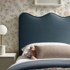 Athena Cadet Blue Stain-Resistant Performance Velvet Twin Size Headboard - Ornate Home