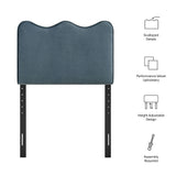Athena Cadet Blue Stain-Resistant Performance Velvet Twin Size Headboard - Ornate Home