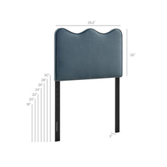 Athena Cadet Blue Stain-Resistant Performance Velvet Twin Size Headboard - Ornate Home