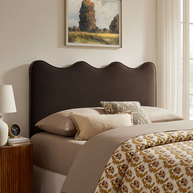 Athena Chocolate Brown Stain-Resistant Performance Velvet Full Size Headboard - Ornate Home