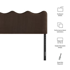 Athena Chocolate Brown Stain-Resistant Performance Velvet Full Size Headboard - Ornate Home