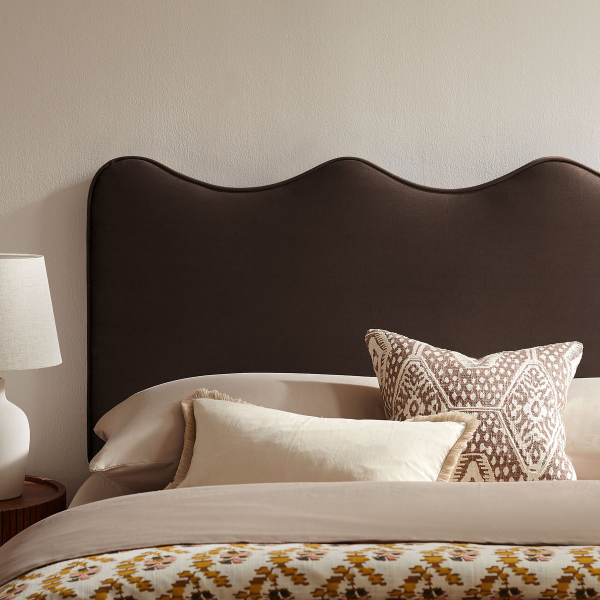 Athena Chocolate Brown Stain-Resistant Performance Velvet King Size Headboard - Ornate Home