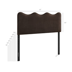 Athena Chocolate Brown Stain-Resistant Performance Velvet Queen Size Headboard - Ornate Home