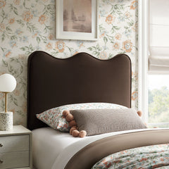 Athena Chocolate Brown Stain-Resistant Performance Velvet Twin Size Headboard - Ornate Home
