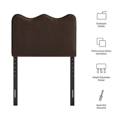 Athena Chocolate Brown Stain-Resistant Performance Velvet Twin Size Headboard - Ornate Home