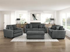 Athena Dark Gray Ottoman - Ornate Home