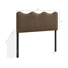 Athena Earth Stripe Striped Fabric Upholstered Full Size Headboard - Ornate Home